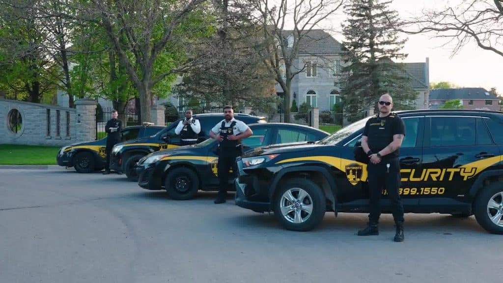 Ultimate Security 34 standing cars on road for providing Security Solutions