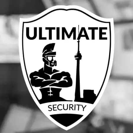 Ultimate security logo for one of the best security companies in Toronto, designed in black and white.